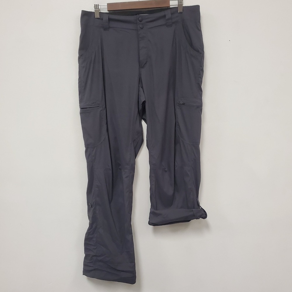 LL Bean Womens Vista Trekking Pants Size 12 Gray Ripstop Roll Hem Hiking Cargo